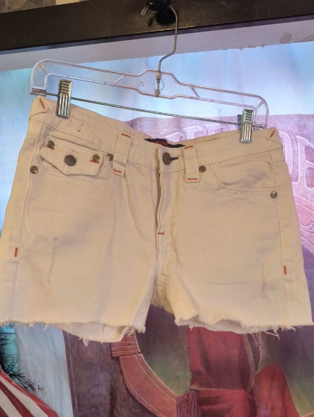 Women’s Vigoss White Wash 100% Cotton Denim Cutoff Shorts 7/8
